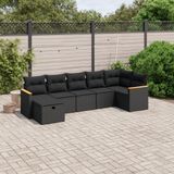 Maison Exclusive - Ensemble de meubles de jardin 7 pièces avec canapé et coussins, noir, en polyrotin