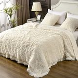 YUSOKI Superzachte pluche deken van imitatiebont 152 x 203 cm, pluizige, knusse comfortabele harige warme twindeken, sherpa-deken, pluizige fleece, dikke lichtgewicht deken voor bedstoel, bank