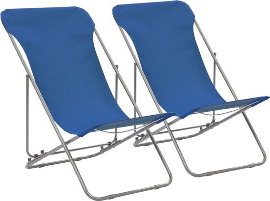 vidaXL Strandstoelen inklapbaar staal en oxford stof blauw 2 st