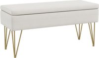 HOMCOM Zitbank Polyester Staal 100x40x49 cm Crèmewit
