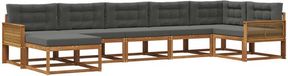 vidaXL - Ensemble de salon d'angle - 7 places - Naturel et anthracite - Bois d'acacia