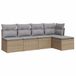 vidaXL 5-delige Loungeset met Kussens, Beige, Polyrattan