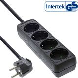 InLine Stekkerdoos met 4 contacten / zwart - 3 meter