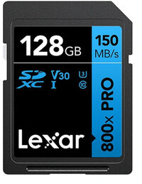 Boeken Lexar 128GB SDXC Pro Blue Series UHS-I U3 V30 800x 150MB/s geheugenkaart