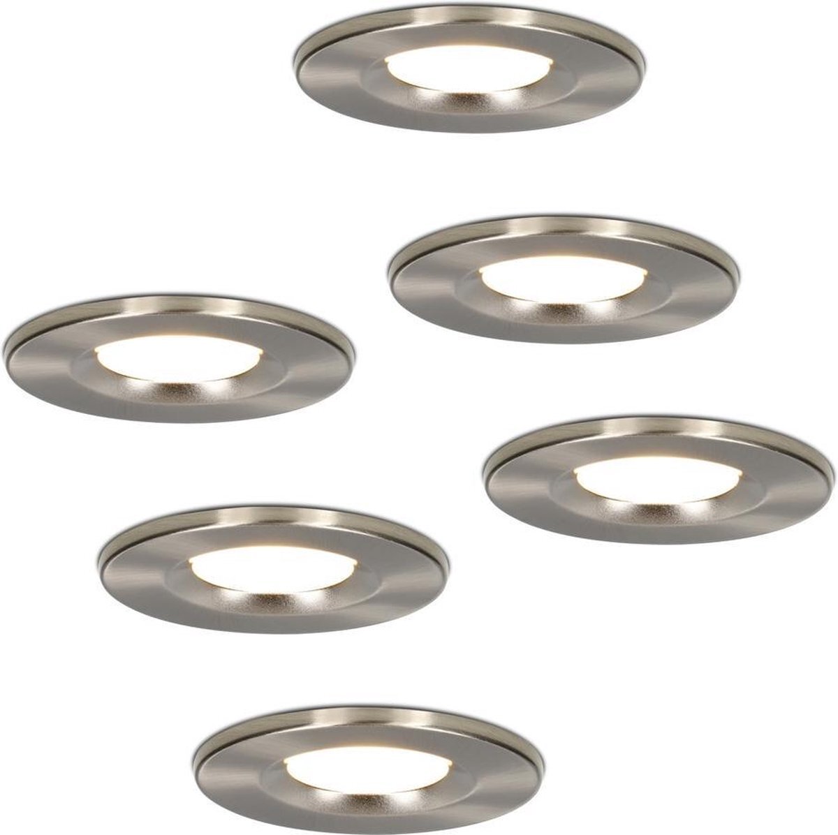 Lightexpert Set van 6 stuks Dimbare LED inbouwspot RVS Venezia 6 Watt 2700K IP65