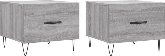 vidaXL Salontafels 2 stuks 50x50x40 cm bewerkt hout grijs sonoma eiken