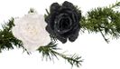 Billiet - Vanlaere Kerstboomversiering fleurs sur clip - 2x pièce - blanc et noir - 10 cm