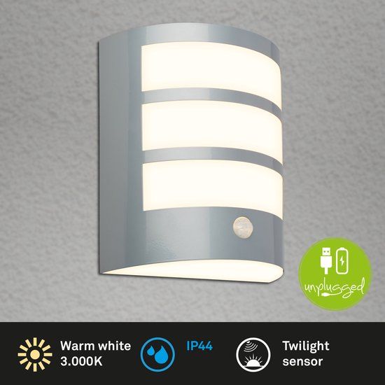 Briloner Wandlamp oplaadbaar met bewegingssensor - chroom - 18 x 15 x 7 cm