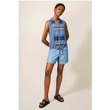 White Stuff Flowing Graes Jersey Shirt Blue Printed Maat: 10