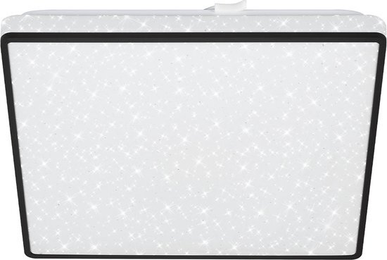 Briloner - LED plafondlamp met sterrenhemel, LED plafondlamp ster decor, backlit effect, vlak, neutraal wit licht, 270x270x45 mm, zwart