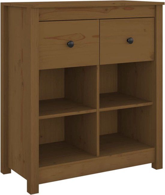 vidaXL Dressoir 70x35x80 cm massief grenenhout honingbruin