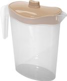 Hega Hogar Waterkan/sapkan met afsluitbare deksel in beige - 1,5 liter - kunststof - 9 x 21 cm - Compact formaat voor in koelkastdeur