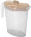 Hega Hogar Waterkan/sapkan met afsluitbare deksel in beige - 1,5 liter - kunststof - 9 x 21 cm - Compact formaat voor in koelkastdeur