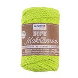 GLOREX 5 1007 34 Macramékoord 3 mm, 250 g, neongeel, lengte 63 m, gedraaid, textielgaren van 60% katoen, 40% viscose, voor haken, breien, knopen en textieldesign