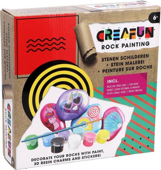 Creafun Stenen Schilderen Pakket - Hobbyset voor kinderen vanaf 6 jaar
