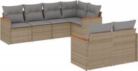 vidaXL 7-delige loungeset met kussens, polyrattan, beige