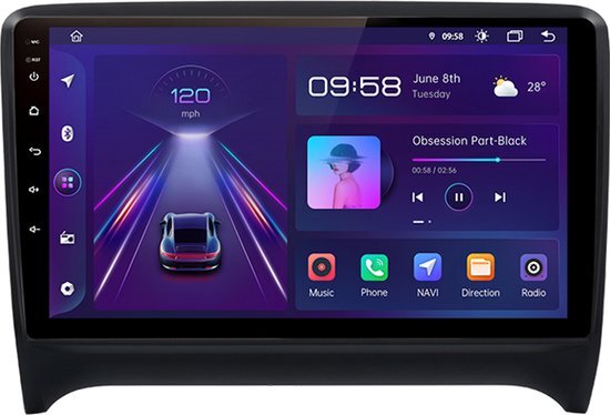 Audi TT 2006-2014 Android 12 Navigatie En Multimediasysteem 1GB RAM 16GB ROM