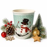 PACKADI 100 x Kerst Kartonnen Koffiebeker 8oz 240 ml "Sneeuwman"