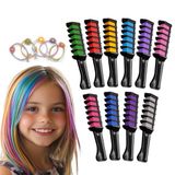 Magicat Haarkrijtkam, 10 haarkleuren voor kinderen en 5 elastiekjes, voor verjaardag, Halloween of cadeaus voor meisjes, wasbare kleur, haaraccessoires