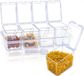 Boîte à épices transparente sans marque, set de 4, étagère à épices avec couvercle et cuillère, récipient de rangement pour épices, sel et sucre