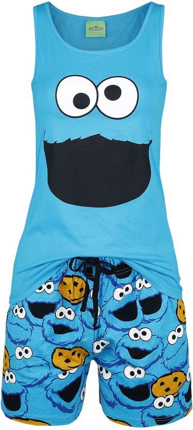 Sesame Street Krümelmonster - Face Pyjama blauw Katoen -