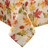 Elrene Gedrukt stoffen tafelkleed voor herfst/oogst/Thanksgiving, polyester, herfstbladeren, 132 x 177 cm rechthoek