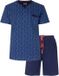 MEQ Heren Shortama - Geprint Dessin - Ronde Hals - Blauw - Maat S