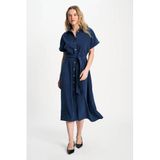 POM Amsterdam midi blousejurk met ceintuur - blauw