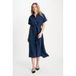 POM Amsterdam midi blousejurk met ceintuur - blauw
