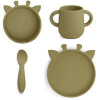 nuuroo nuuroo Olive Lykke Giraffe 4-delig servies, green