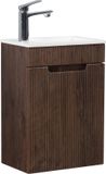 Badplaats Toiletmeubel Thermis 40 x 22 cm – Walnoot Bruin – Fonteinmeubel met Witte Wastafel