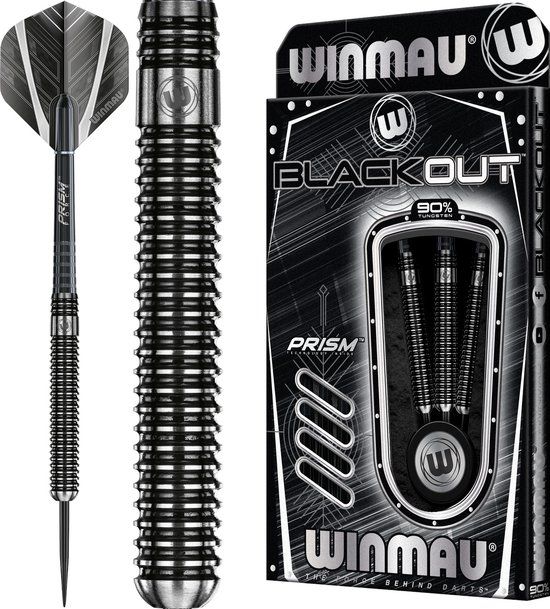 Winmau Blackout Steeltip Dartpijlen - 23g - Zwart/Zilver