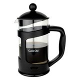 Café Olé 6 kopjes alledaagse zwarte kunststof cafetière, roestbestendig roestvrijstalen filter, geïsoleerd kunststof frame, vaatwasmachinebestendig, Franse pers