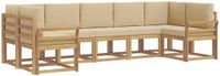 vidaXL Hoek loungeset 7-delig Wit en Beige Acacia Hout