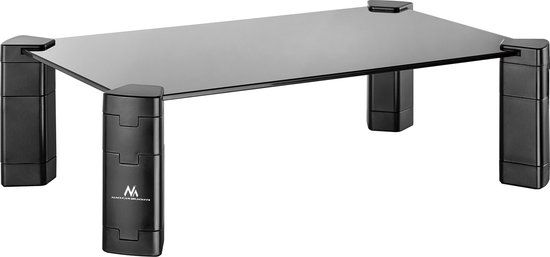 Maclean Monitorstandaard van Gehard Glas - Zwart
