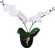 vidaXL Kunstplant orchidee met pot 30 cm wit