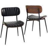 HOMCOM Dining Chair-Kunstleder, Formholz-49,5L x 49,5B x 80H cm-Schwarz
