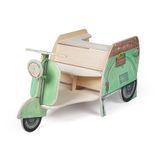 Erzi 10072 Streetfood houten step - Kiosk spel 2 in 1 met retro scooter