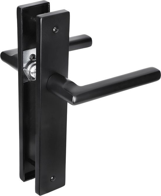 Impresso binnendeurbeslag Redhill - Vierkant deurschild met schroef- Aluminium - Zwart