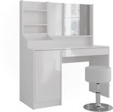 Vicco Sherry Kaptafel – 119.8 cm 4 delen Wit/wit hoogglans