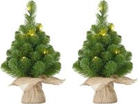 Mica Decorations 4x Mini kunst kerstboom met 15 LED lampjes 60 cm - Mini kerstboompjes