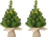 Mica Decorations 4x Mini kunst kerstboom met 15 LED lampjes 60 cm - Mini kerstboompjes