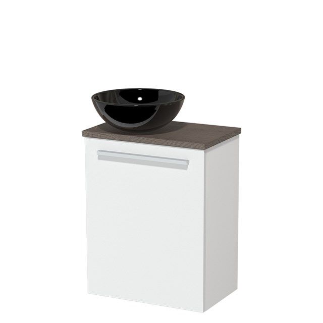 Maxaro Modulo Toiletmeubel 41cm - Mat Wit - Donkerbruin Eiken