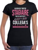 Bellatio Decorations Ik ben de trotse stagiaire van de leukste en beste collegas cadeau t-shirt zwart voor dames - kado voor een stagiaire M