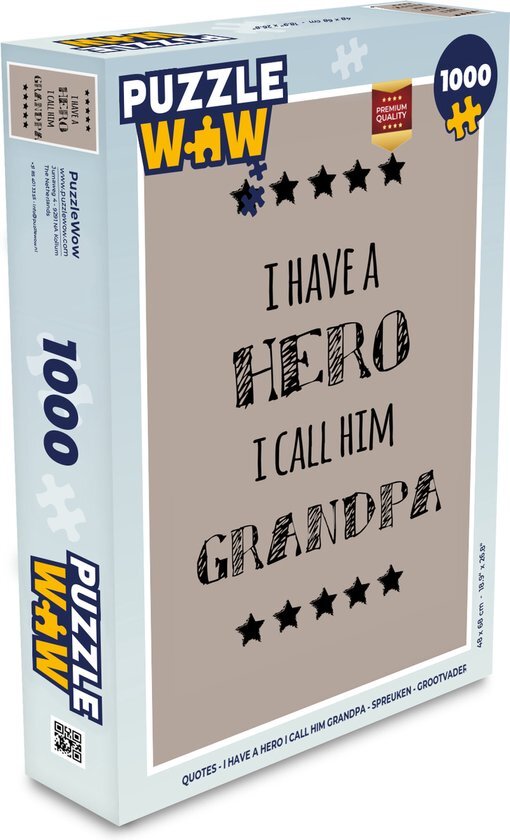 MuchoWow Puzzel Quotes - I have a hero I call him grandpa - Spreuken - Grootvader - Legpuzzel - Puzzel 1000 stukjes volwassenen