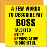 Rude Verjaardagskaarten voor Boss - Weinig Woorden Beschrijven Tw* t - Grap Gelukkige Verjaardagskaart voor Manager van Werk Collega, Boss Banter Verjaardagscadeaus, 145mm x 145mm Aanstootgevende Wenskaarten Cadeau voor Manager