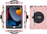 Merkloos Tablethoes geschikt voor Apple iPad 9.7 inch (2017 / 2018) & iPad Pro 9.7 inch – Roze met zwart – 360° Draaibare Standaard