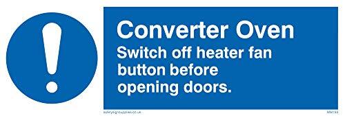 Viking Signs Viking Signs MM193-L15-V "Converter Oven Schakelaar Off Heater Fan Button Before Opening Doors" Sign, Vinyl, 50 mm H x 150 mm W