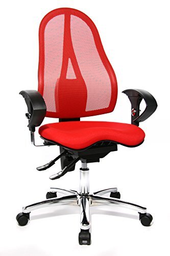Topstar ST19UG21 Sitness 15, ergonomische bureaustoel, bureaustoel, incl. in hoogte verstelbare armleuningen, bekleding rood