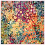 Safavieh Boho tapijt voor woonkamer, eetkamer, slaapkamer, Madison Collection, korte pool, fuchsia en goud, 122 x 122 cm
